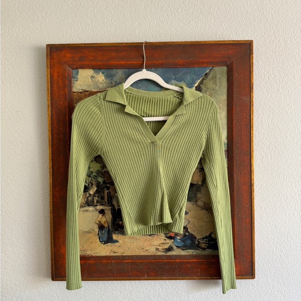 Verge Girl Olive Ribbed Crop Top